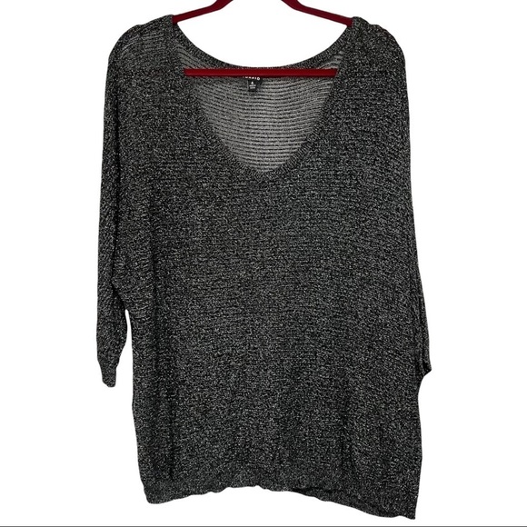 torrid Tops - Torrid Black V Neck Metallic Shimmer Dolman Sleeve Top